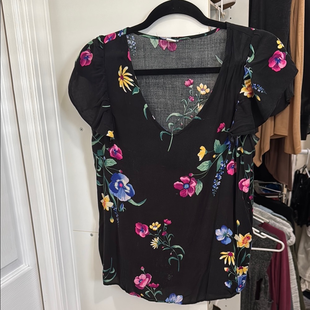 Old Navy Floral Black Women's Top